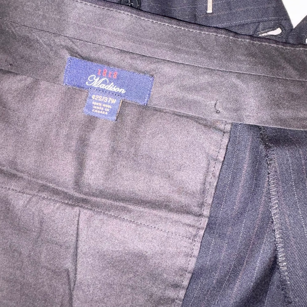 Brooks Brothers 1818 Madison Navy Pinstripe Wool Pleat/Cuff Dress Pants 37W - Picture 7 of 16